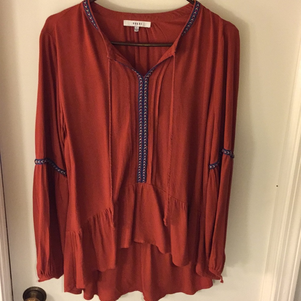 Flowy Burnt Orange Long Sleeve Top